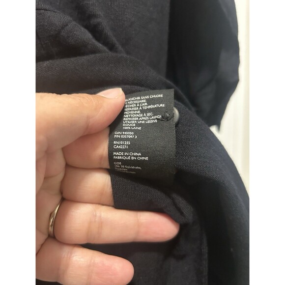 COS Women Size Small Black Oversized Tunic Top LAGENLOOK Wool Minimalist Button - Picture 4 of 7